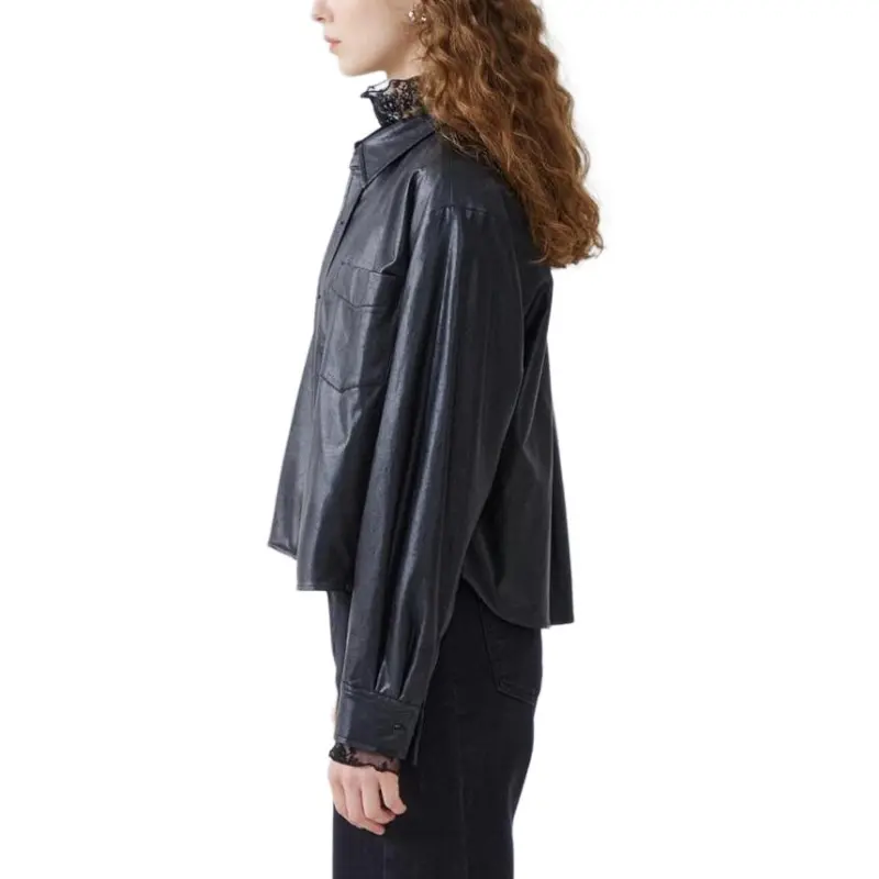 GUESS Leather Jacket Women's Black-4
