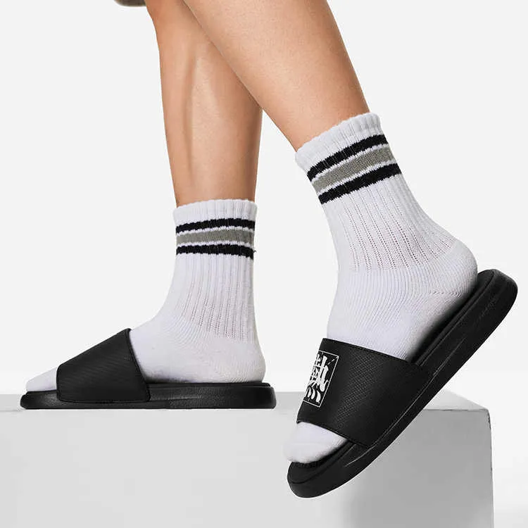 LiNing LN Slipper Slip Resistant Slide Slippers Men's Black White-3