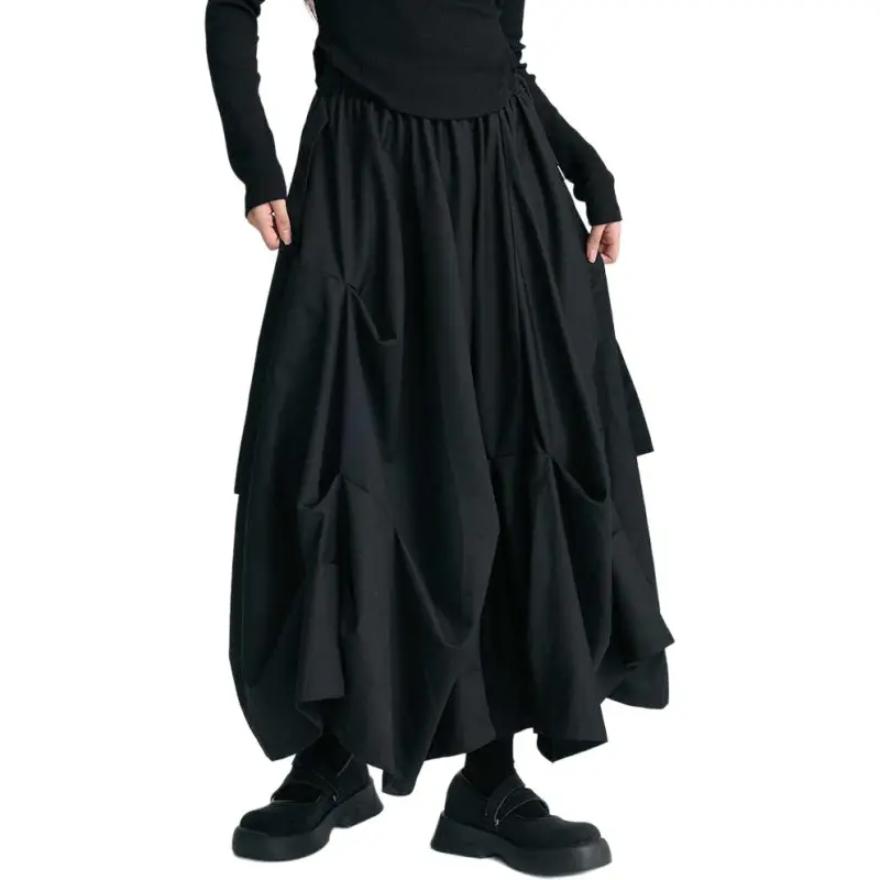 LUYUSHANYU Skirt Pants Unisex Black-3