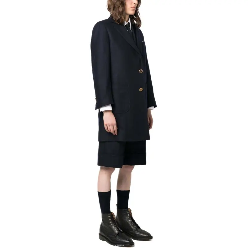 THOM BROWNE Engineered Single breasted Side stripe Coat-3