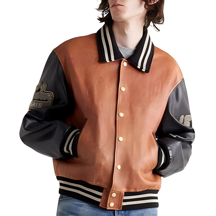 CELINE Leather Jackets Men Peach Pink-2