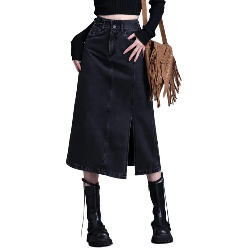 You Cow Me Pants Casual Long Skirt Women's Black-7