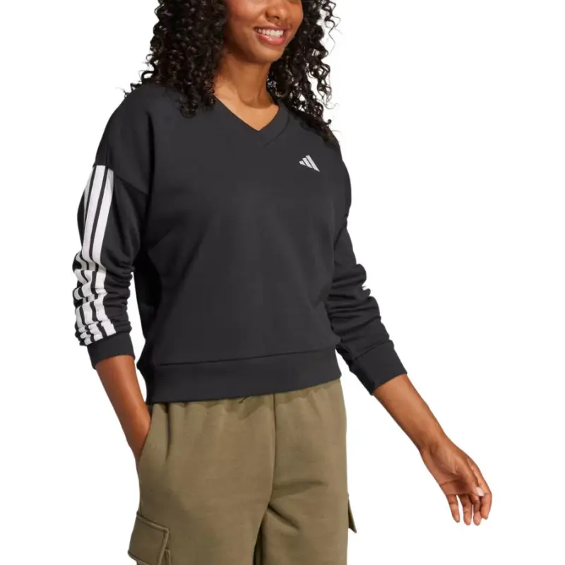 Adidas Free Shipping With AdiClub Essentials 3 Stripes French Terry V neck Sweatshirt-2