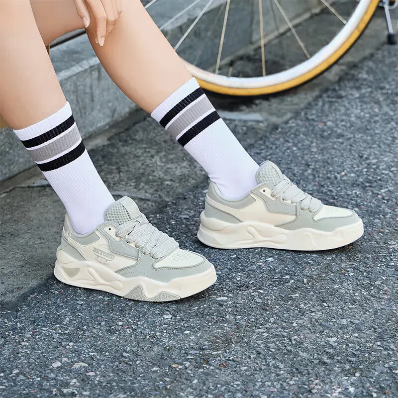 361° Jincheng Durable Breathable Low-Top Skateboard Shoes Women's White Gray-6