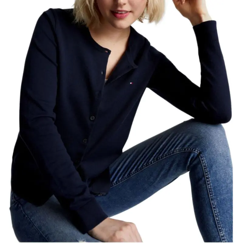 Tommy Hilfiger Solid Button Up Cardigan Sweaters Desert Sky Sweater Women's Marine Blue-4
