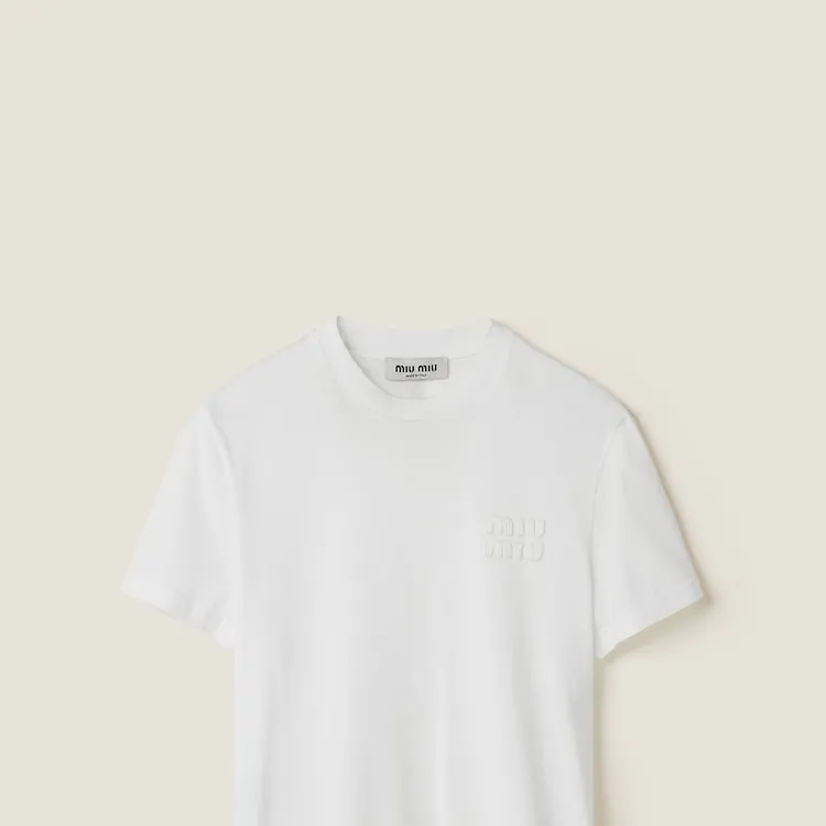 MIU MIU Logo appliqué Cotton T shirt-5