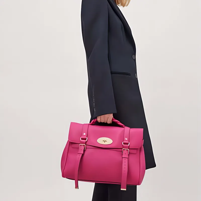 Mulberry Alexa Textured Leather Shoulder Bag Crossbody Bag Handbag Extra Large Women's Pink-4