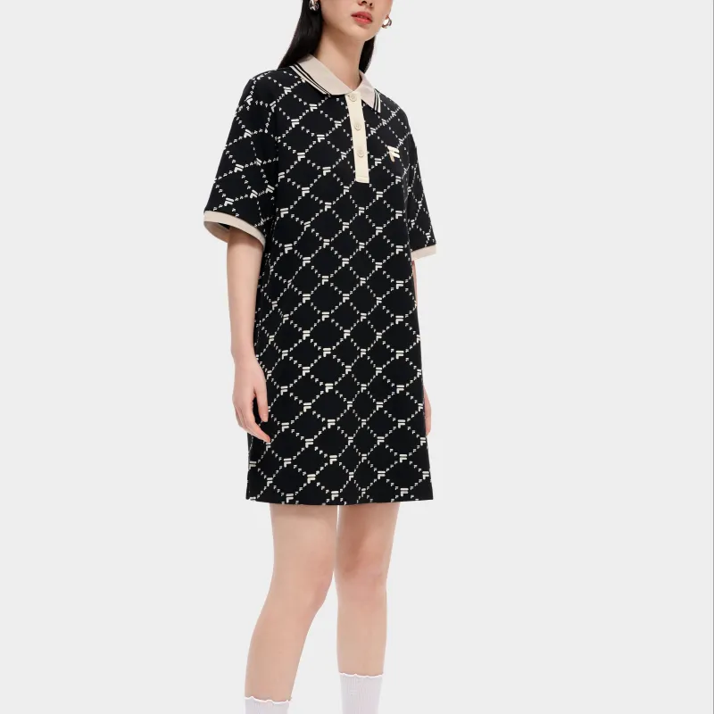FILA FUSION FOB Series Short Sleeved Dress Women's Pitch Black-4