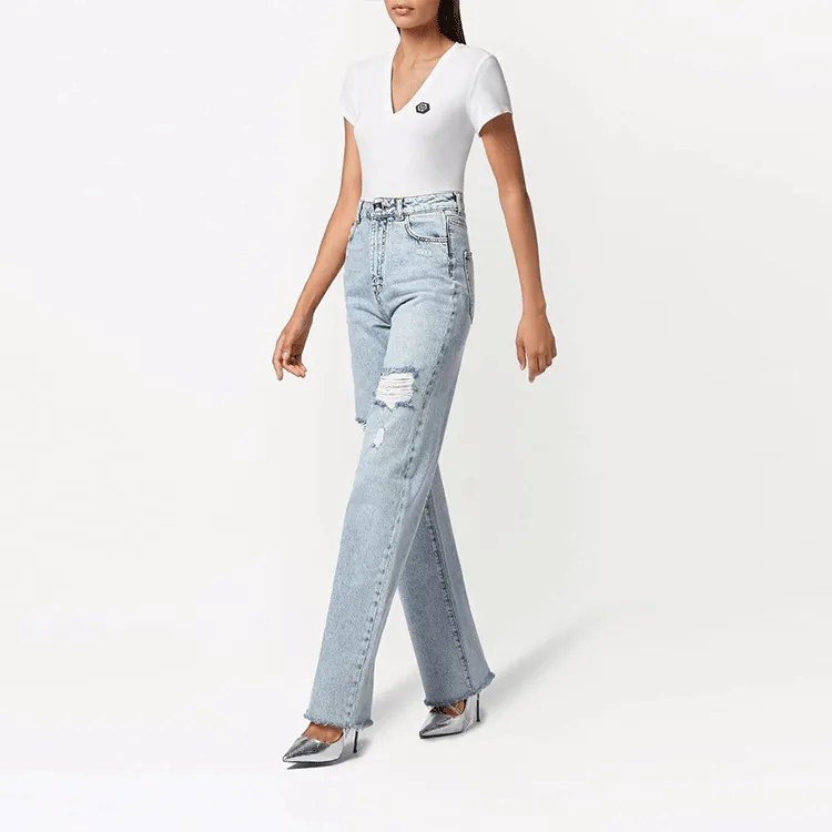 PHILIPP PLEIN Crystal Ripped Straight Jeans-3
