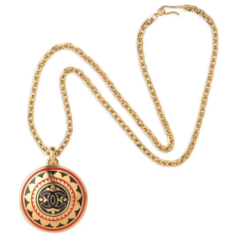 CHANEL 1980s Logo pendant Statement Necklace-1