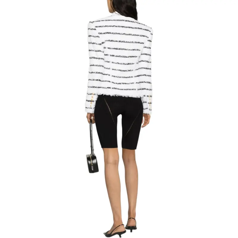 BALMAIN Double Breasted Striped Tweed Jacket-2