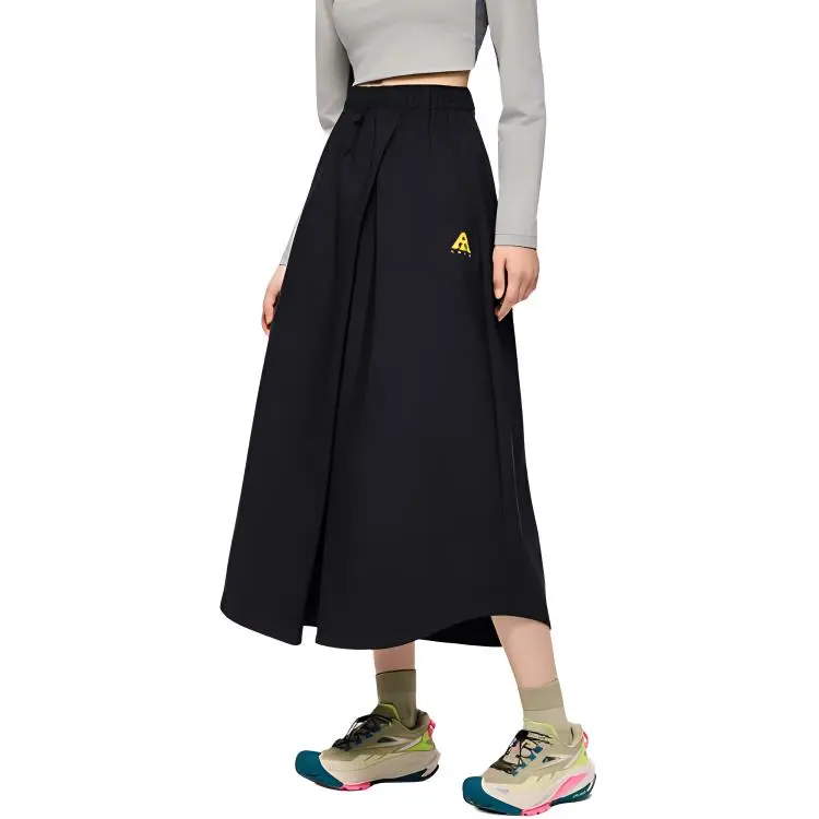 Anta Variety Training Collection Casual Long Skirt Women's Basic Black-2