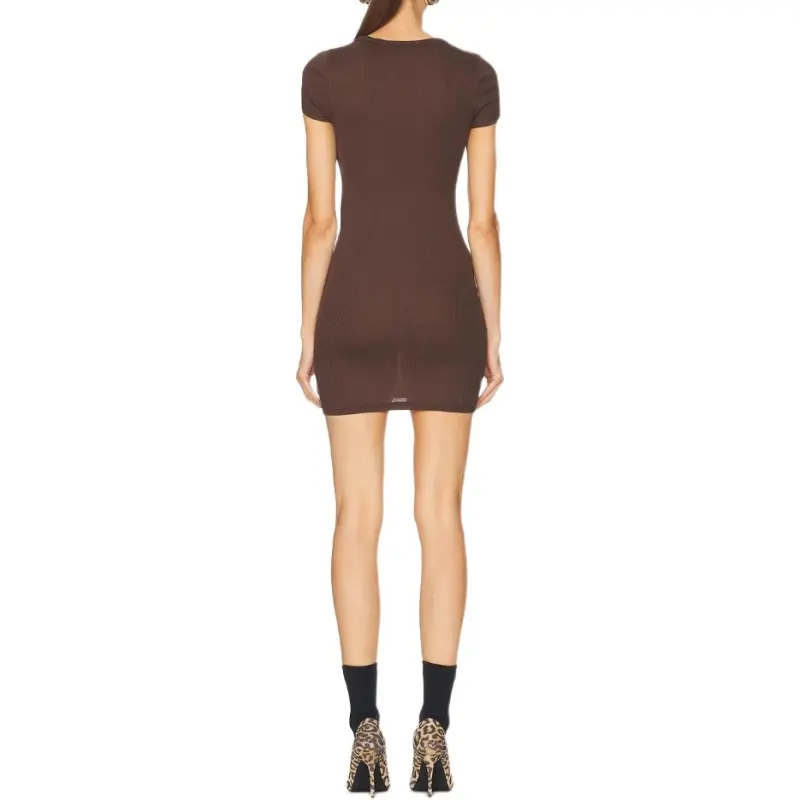 Alexander Wang SS25 Short Sleeved Dress Women's Chocolate-2