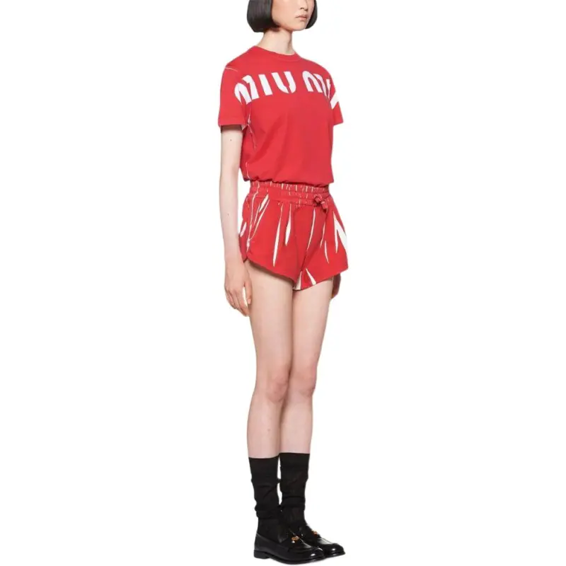 MIU MIU Logo Printed Drawstring Shorts-3