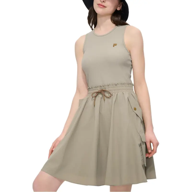 FILA FUSION LIFE Sleeveless Dress Women's Oil Painting Khaki DK-3