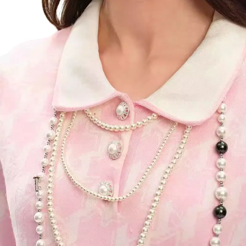 KARL LAGERFELD SS25 Short Sleeved Dress Women's Pink-7
