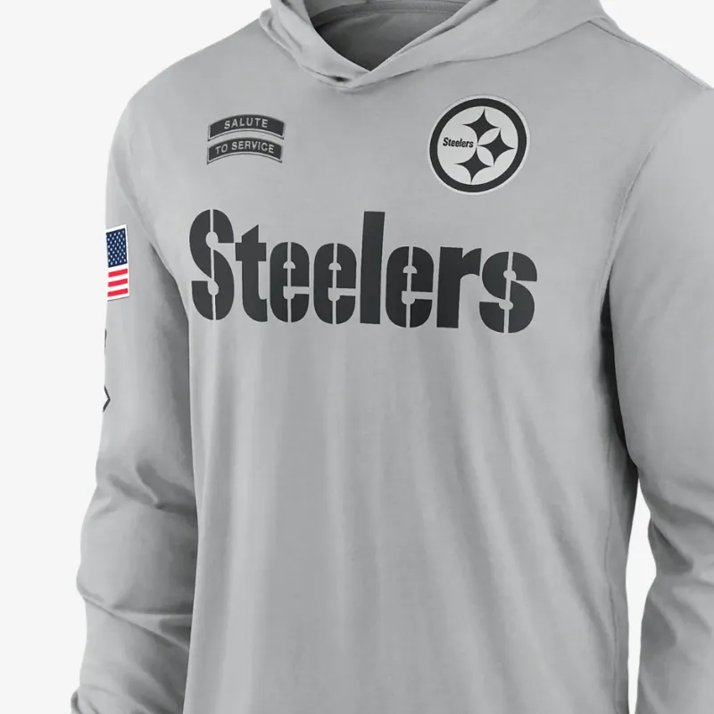 Nike Pittsburgh Steelers Salute To Service Edge Mascot Lockup Men’s Nike Dri-FIT Nfl Long-Sleeve Hooded Top-2
