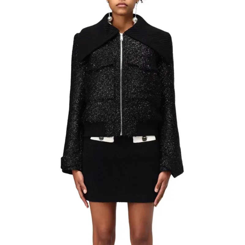 Self portrait Metallic Effect Zip Up Jacket-3
