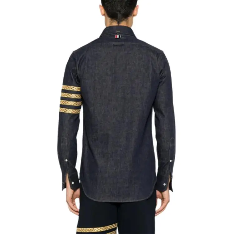 THOM BROWNE 4 Bar snake Denim Shirt-2