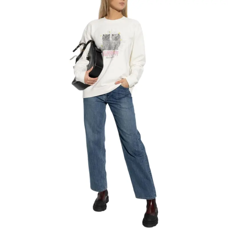 GANNI Graphic Printed Crewneck Sweatshirt-2
