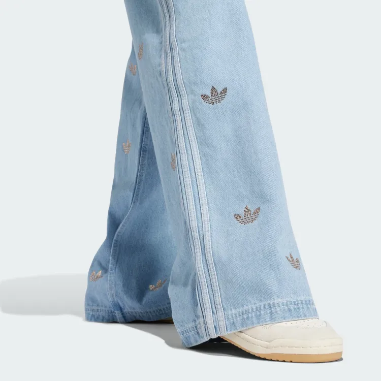 ★adidas originals★W DENIM RHINESTONE PANTS パンツ★追跡可 Adidas Denim Rhinestone Pants - POIZON