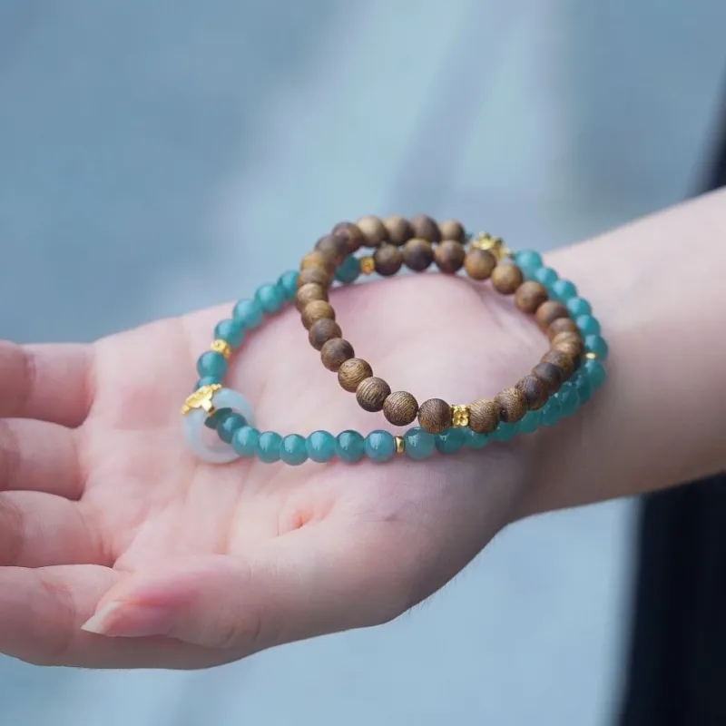 Many Blessings Natural, Unoptimized, Genuine Green Kyara Agarwood Double Wrap Beaded Bracelet/Agarwood Necklace Unisex-6