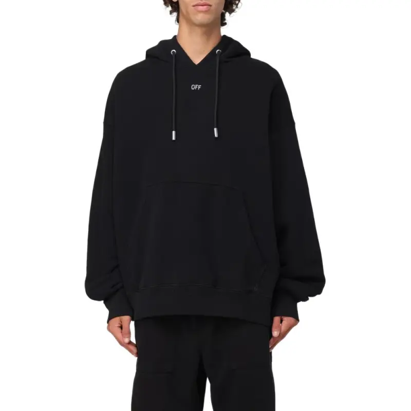 OFF WHITE Logo Printed Drawstring Hoodie-4