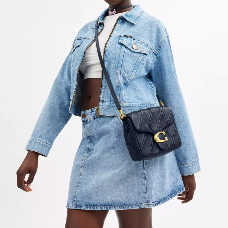 COACH Tabby Nappa Leather Crossbody Bag Shoulder Bag Small Size Women's Marine Blue-6