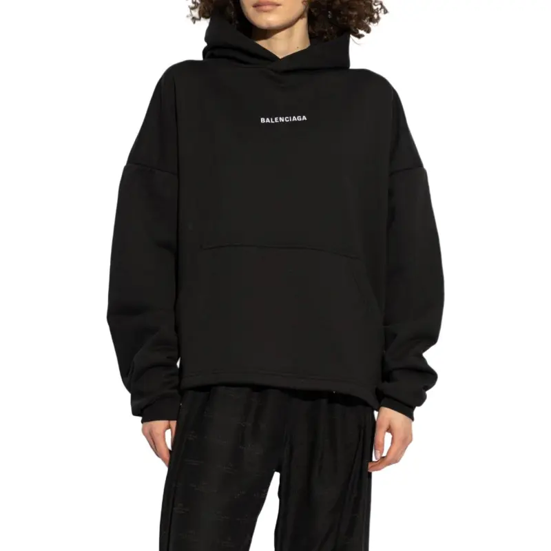 Balenciaga Cropped Hoodie 'Black/White'-2