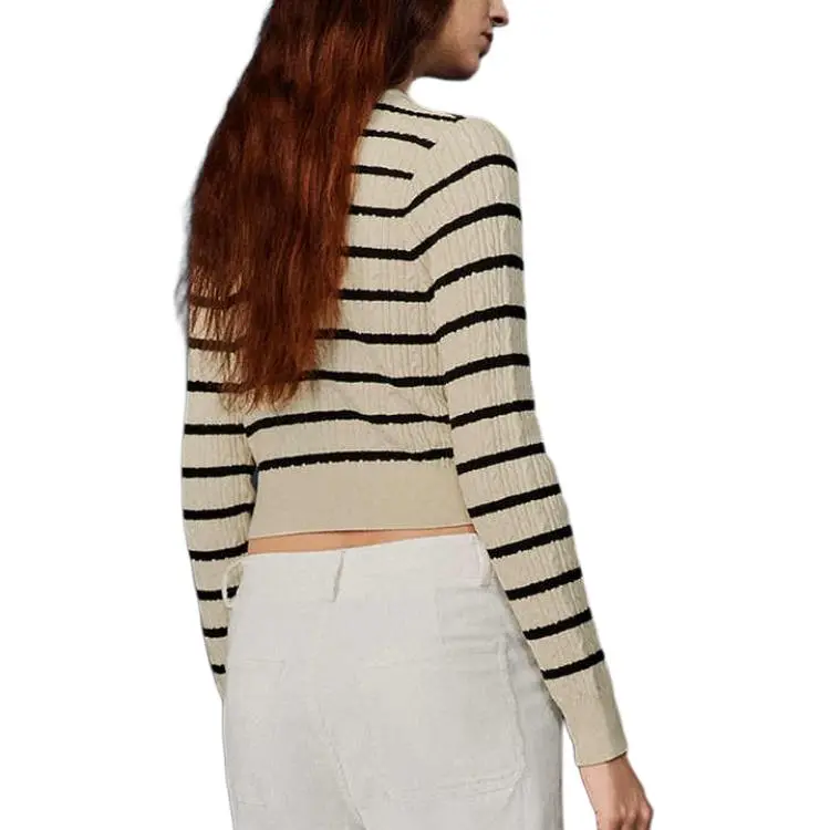 URBAN REVIVO Knitwear Women's Ecru Stripes-4