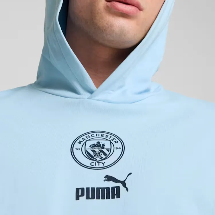PUMA Manchester City FtblCULTURE+ Hoodie Men Sweatshirt Men's Silver Blue-4