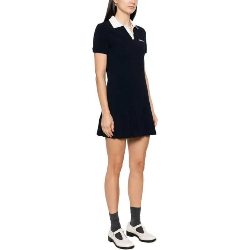MIU MIU Logo Embroidered Short Sleeved Mini Polo Dress-3