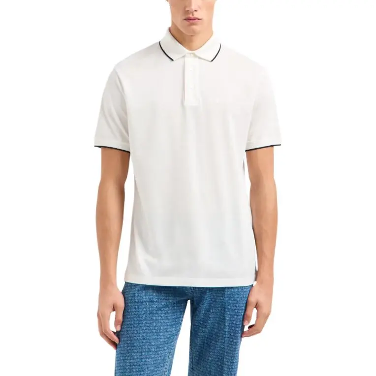 EMPORIO ARMANI Stretch Piqué Polo Shirt With Micro Eagle Embroidery-2