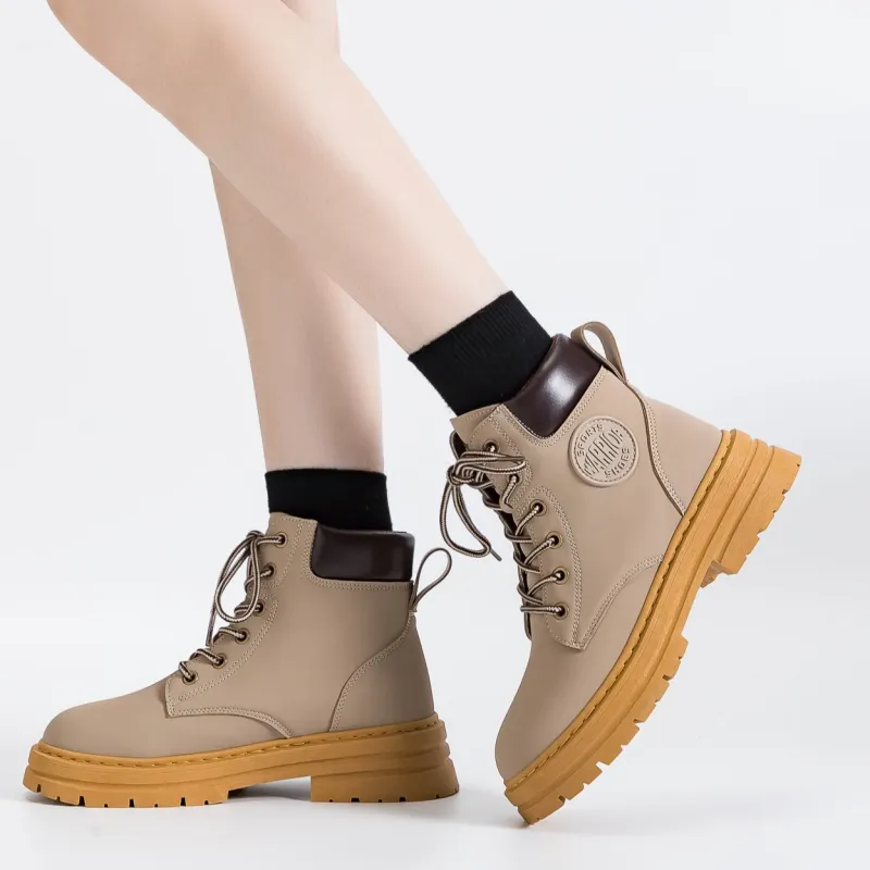 Warrior Warrior Short Martin Boot Women's Milk Tea Beige-9
