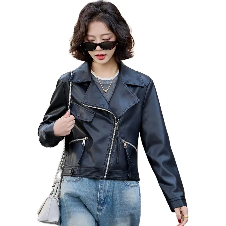 Yi Mengyuan Leather Jacket Women's Black-3