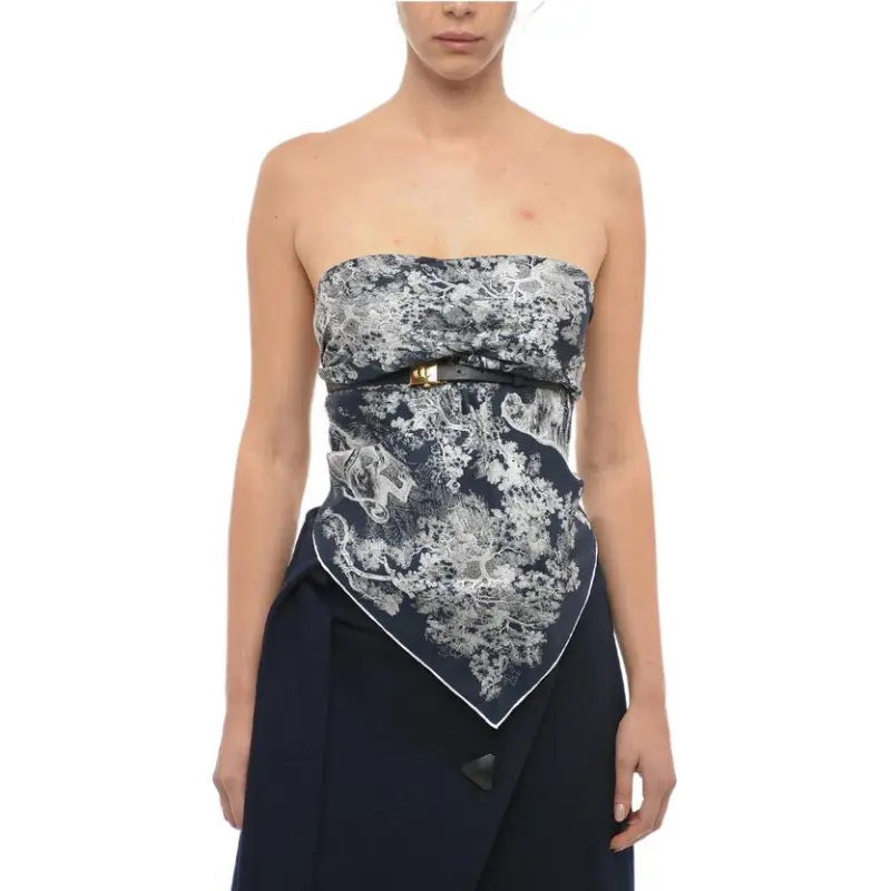 DIOR Quarterly New Products SS22 Strapless Top Women's Blue-2