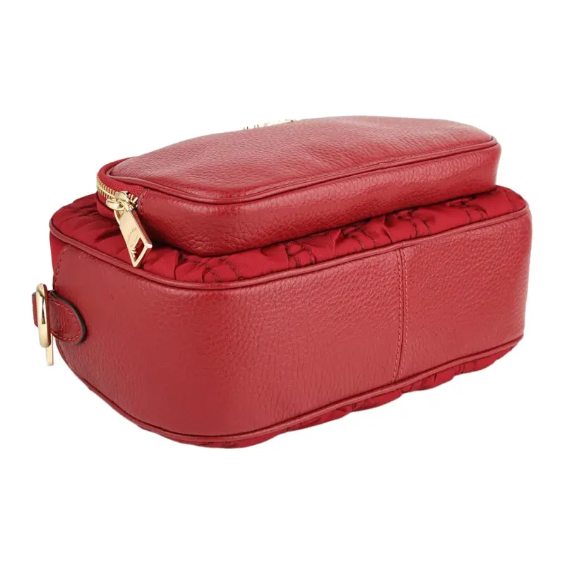 COACH Court Leather With Nylon Shoulder Bag Crossbody Bag Small Size Women's Red-5