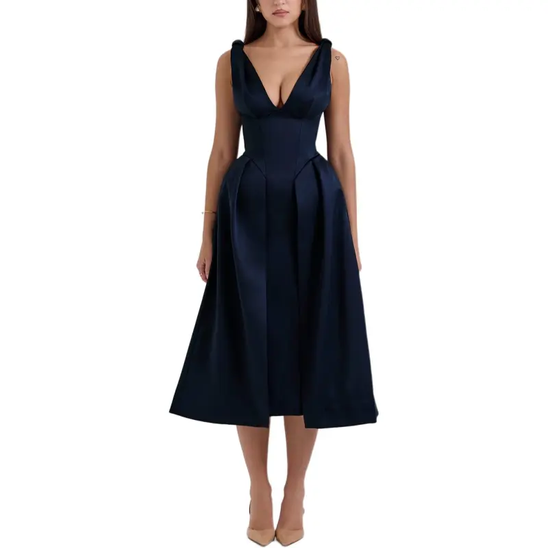 HOUSE OF CB Paloma Slip Dress Women's MIDNIGHT/Midnight Blue-7