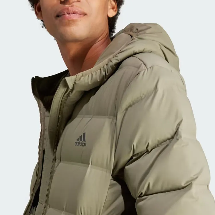 Adidas Helionic Stretch Hooded Down Jacket Down Jacket Men's Olive Green-4