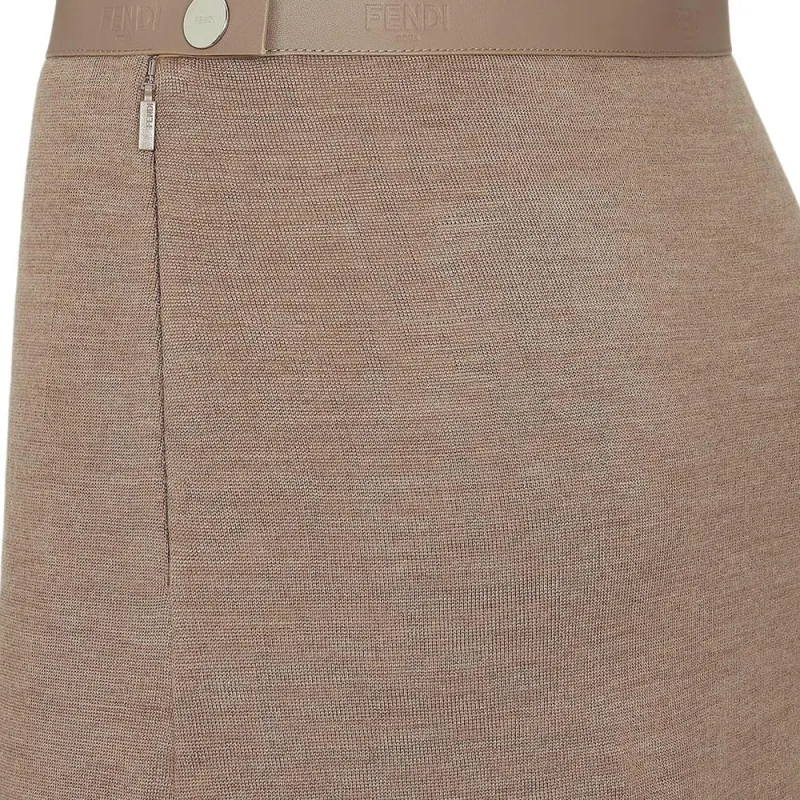 FENDI Slit Detailed Ribbed Skirt-4
