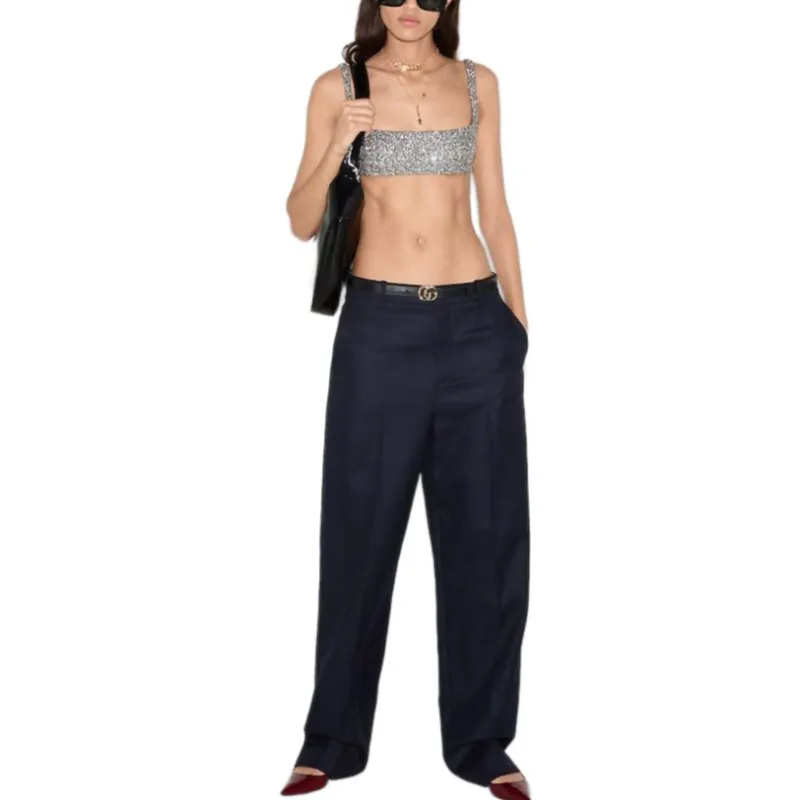 GUCCI SS25 Casual Pants Women's Blue-2