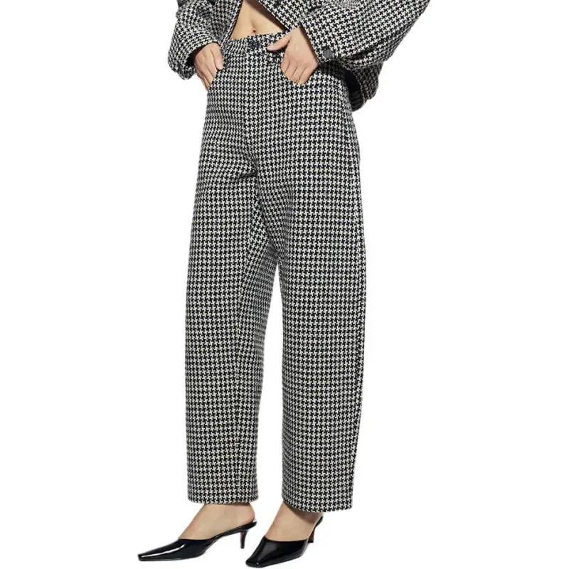 FRAME FW24 Casual Pants Women's Black White Plaid-1