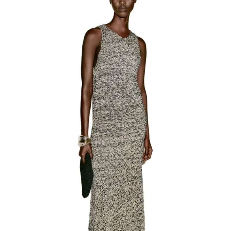Massimo Dutti Slip Dress Women's White/Black-5
