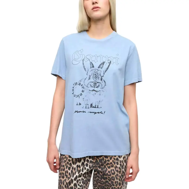 GANNI Graphic Bunny Printed Jersey T Shirt-3