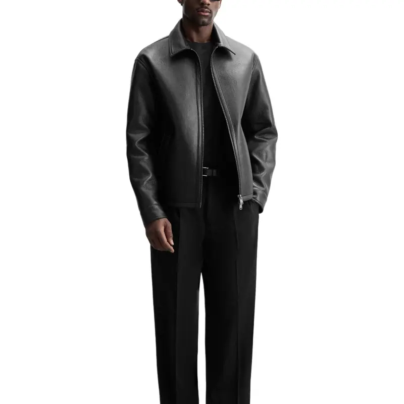 ZARA Leather Jacket Men's Black-4