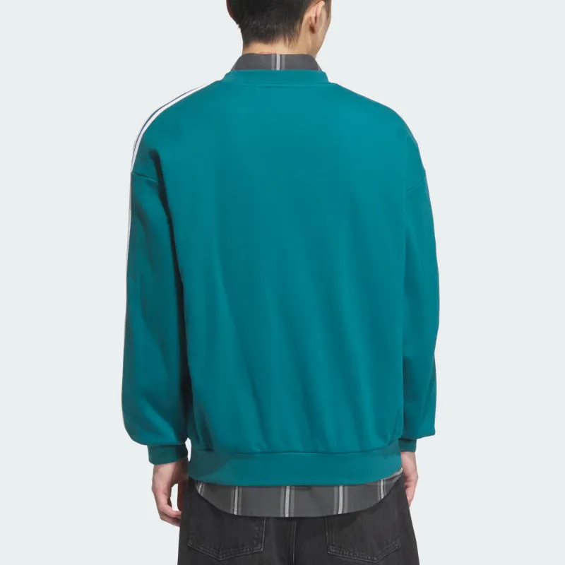 Adidas Originals FW24 ADICOLOR OVERSIZE CREW Sweatshirt Men's Remnant Duck Blue-2