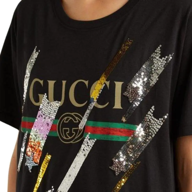 GUCCI Logo T shirt With Shooting Stars-4