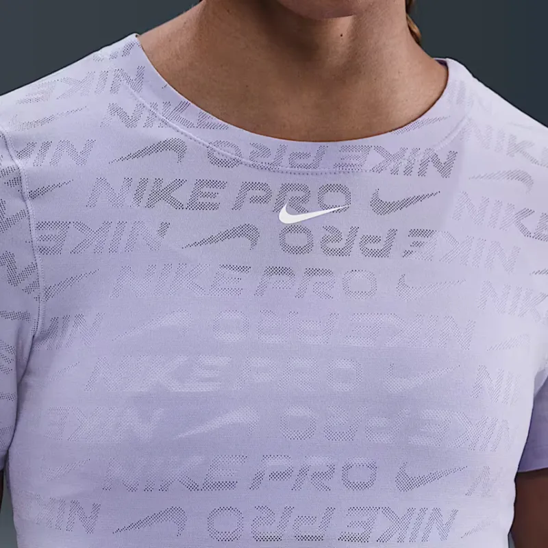 Nike Pro Women's Dri FIT Short Sleeve Cropped Jacquard Top-3