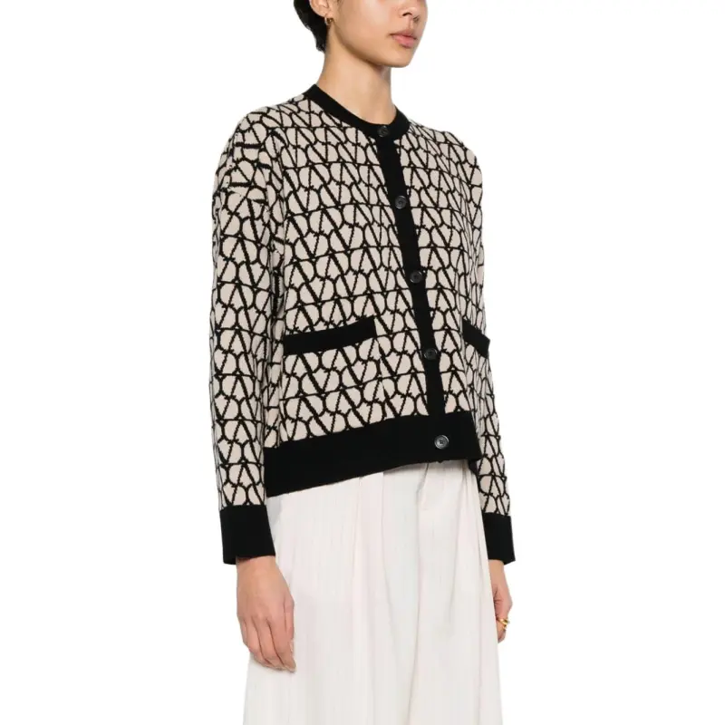 Valentino All-Over Logo Patterned Buttoned Cardigan-4