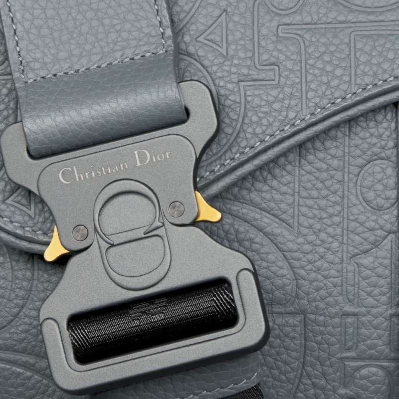 DIOR Cow Leather Saddle Bag Shoulder Bag Crossbody Bag Women's Dark Gray-4